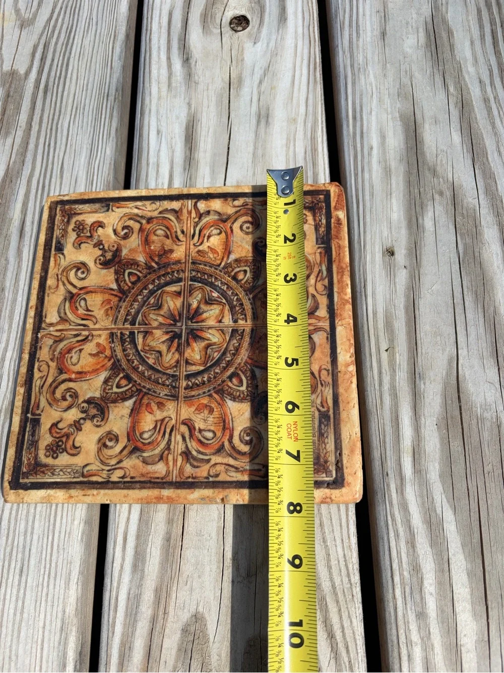 VINTAGE PIER 1 RUTH BUSH TRIVET TUSCAN SCROLL TILE ITALIAN FRESCO Heavy